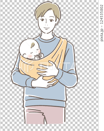 赤ちゃんを抱っこする男性 赤ちゃんを抱っこする男性 124535802