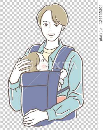 赤ちゃんを抱っこする男性 124535804