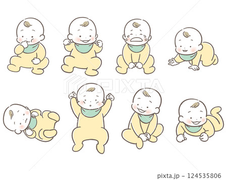 いろいろな表情の赤ちゃん 124535806