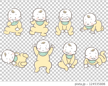 有各種各樣的表情的嬰孩 124535806