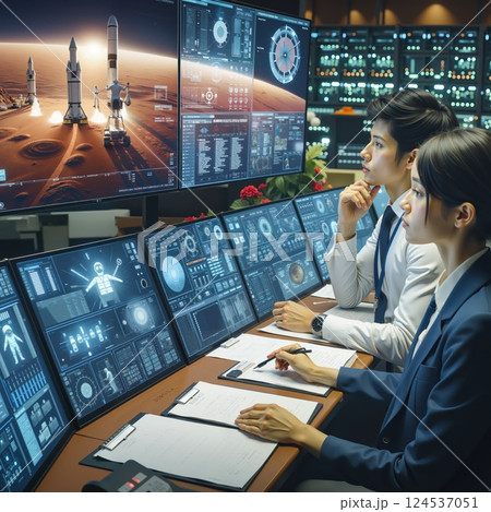 Space mission control center monitoring mars...のイラスト素材 [124537051] - PIXTA