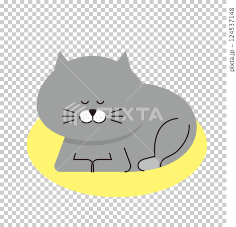 Illustration of a sleeping grey cat Illustration of a sleeping grey cat 124537148