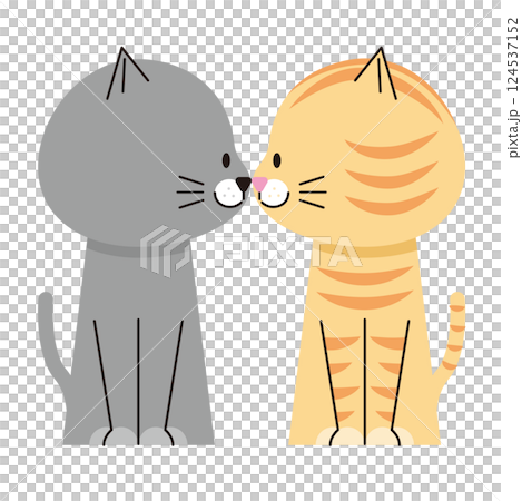 一隻貓親吻自己鼻子的插圖 124537152