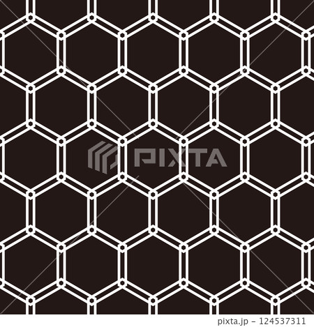 重なる六角形の背景素材 スウォッチ対応 ブラック 124537311