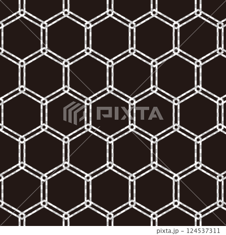 重なる六角形の背景素材 スウォッチ対応 ブラック 124537311