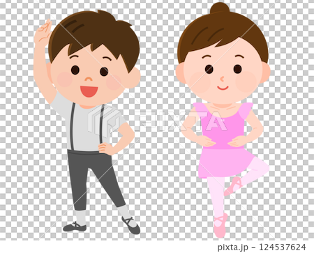 バレエを踊る男の子と女の子　イラスト 124537624