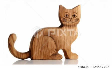 木彫りの猫の背景素材 124537702