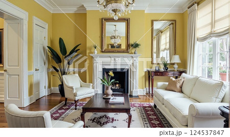 Elegant living room design for home decor enhancements 124537847