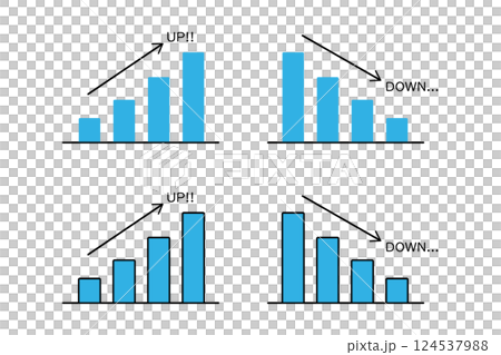 Illustration of various bar graphs with rising and falling trends 124537988