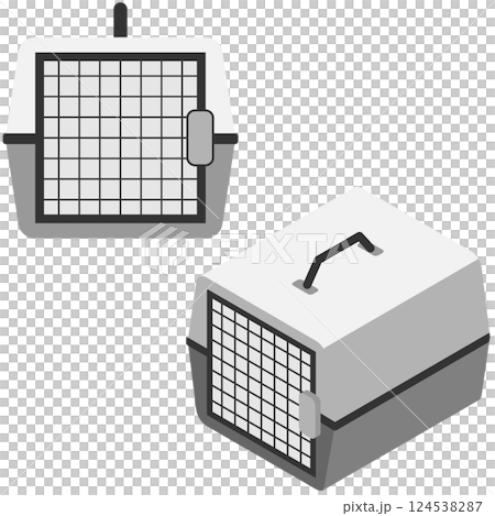 ペット　ケージ　ペット用ケージ　アイソメトリック　フラット　ベクターイラスト　バリエーション 124538287
