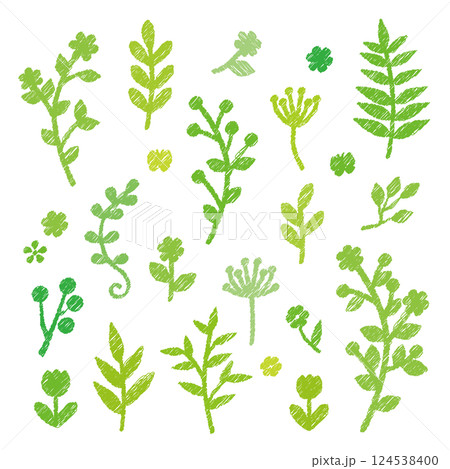 グリーン ナチュラル 草花のアイコン 手描き風 グリーン ナチュラル 草花のアイコン 手描き風 124538400