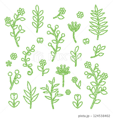 グリーン　ナチュラル　草花のアイコン　手描き風 124538402