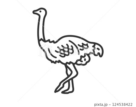 ダチョウ（線画）のイラスト 124538422