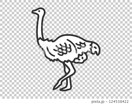 ダチョウ（線画）のイラスト 124538422