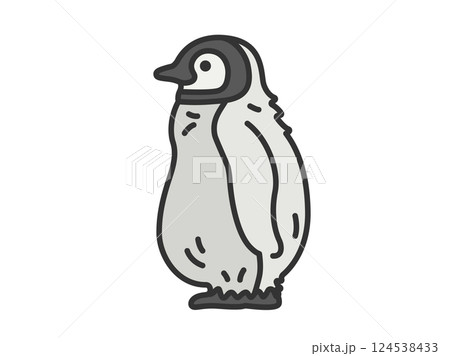 赤ちゃんペンギン（線画カラー）のイラスト 124538433