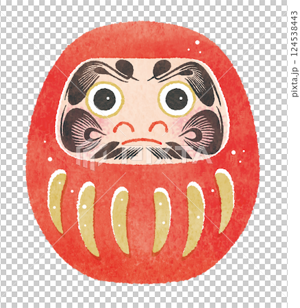 だるま　開運達磨　手描き風水彩イラスト　高崎風　黒目 124538443