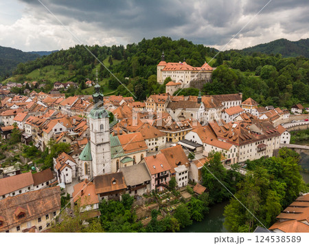 Medieval Castle in old town of Skofja Loka, Slovenia. Medieval Castle in old town of Skofja Loka, Slovenia. 124538589