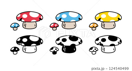 mushroom icon vector logo cartoon character symbol illustration clip art isolated 124540499