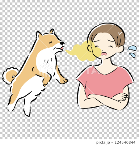 一隻患有口臭的老年狗的插圖 124540844