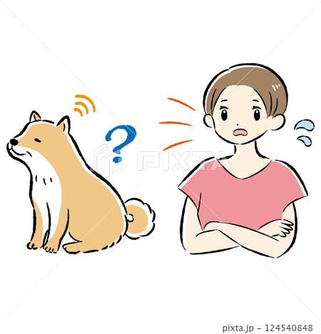 耳が遠いシニア犬のイラスト（難聴） 124540848