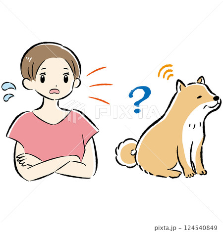 耳が遠いシニア犬のイラスト（難聴） 124540849