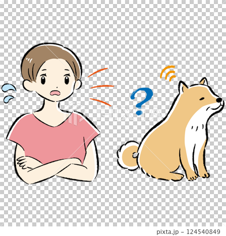 耳が遠いシニア犬のイラスト（難聴） 124540849