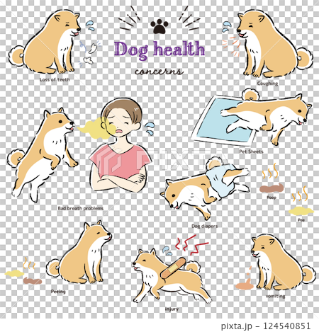 犬の体調不良のイラストセット 124540851