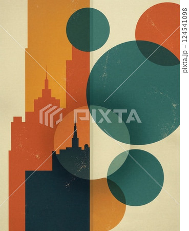 Abstract geometric cityscape design for modern posters and graphics 124541098