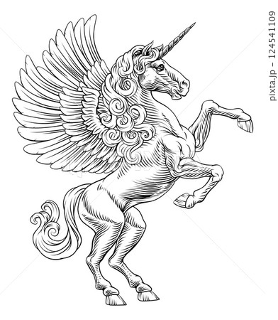 Heraldic Coat of Arms Crest Unicorn Pegasus Heraldic Coat of Arms Crest Unicorn Pegasus 124541109