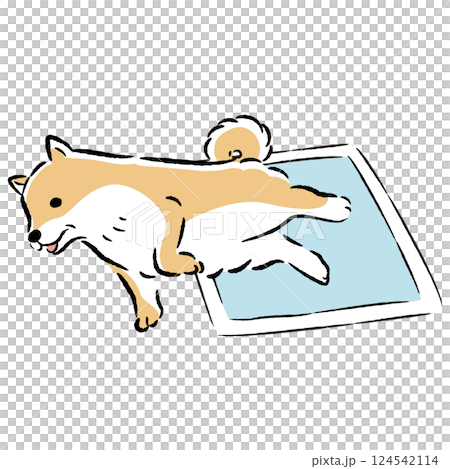 Hand-drawn illustration of a pet sheet and a senior dog 124542114