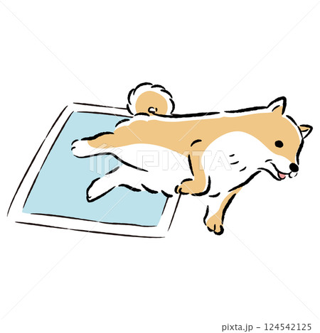 ペットシーツとシニア犬の手描きイラスト 124542125
