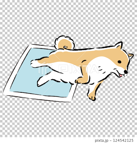 ペットシーツとシニア犬の手描きイラスト 124542125