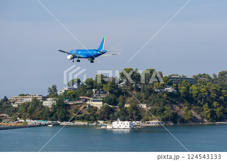 Corfu, Greece - April 12, 2024: ITA Airways Airbus A321neo arrives at Kirkira airport 124543133