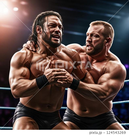 試合中のプロレスラー 124543269