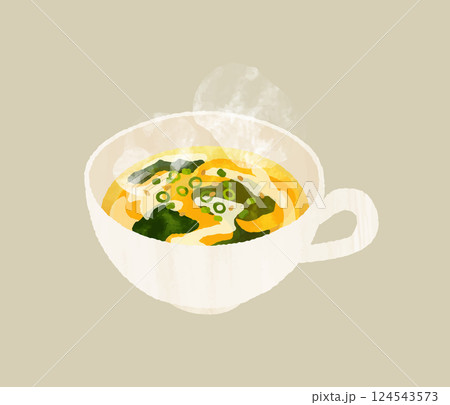 卵とわかめのスープ 124543573