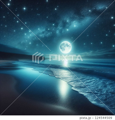 月夜の海岸 月夜の海岸 124544509