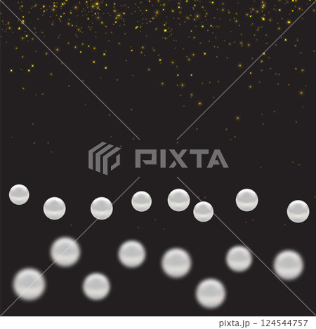 Vector pearl pattern. Gold star pattern. Beautiful pearl necklace. Jewel. Bead decoration on dark background Vector pearl pattern. Gold star pattern. Beautiful pearl necklace. Jewel. Bead decoration on dark background 124544757