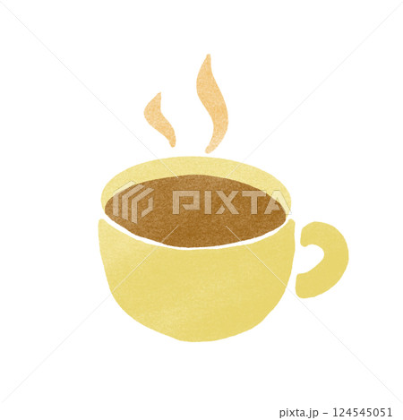 スタンプ風のホットコーヒーのイラスト 124545051