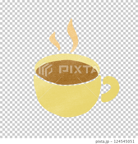 スタンプ風のホットコーヒーのイラスト 124545051