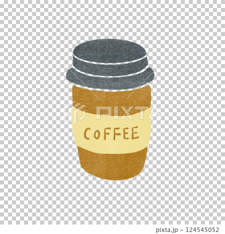 郵票風格的外帶咖啡插圖 124545052