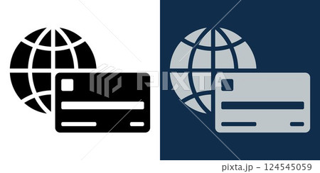 Global online payment icon, banking transaction, digital finance, credit card symbol, internet commerce, secure payment system, financial service, money transfer, electronic banking, cashless economy 124545059