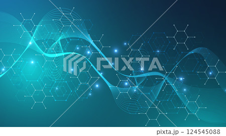 Abstract technology connect background lines and dots with hexagons. Modern hexagons technology concept design background. Vector illustration. 124545088