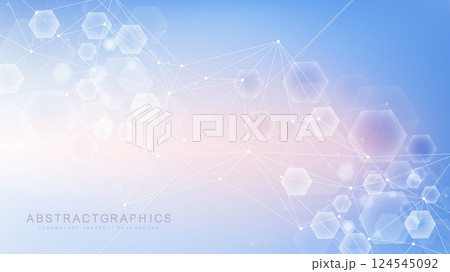 Health care abstract background with lines, dots and hexagons. Medical innovation banner template concept. illustration. 124545092