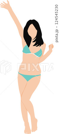 ポーズをとる水着を着た女性のイラスト ポーズをとる水着を着た女性のイラスト 124545230