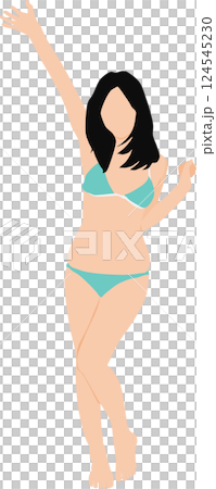 ポーズをとる水着を着た女性のイラスト ポーズをとる水着を着た女性のイラスト 124545230
