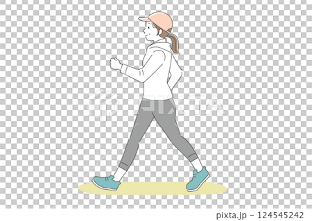 一位中年婦女走路的簡單插畫 一位中年婦女走路的簡單插畫 124545242