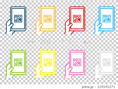 Cashless payment QR code icon set Cashless payment QR code icon set 124545271