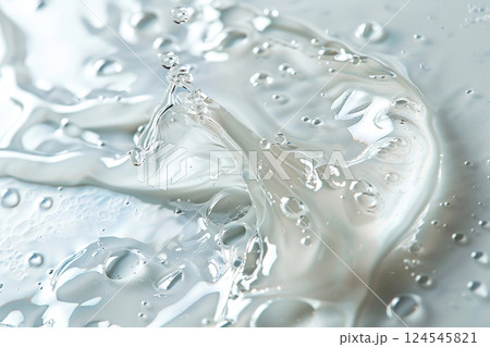 Gel Texture. White Transparent Cosmetic Gel Primer with Splash and Bubbles. Anti Aging Hydro Serum. Hydrate Hyaluronic Acid Moisturizer. Clear Drop of Liquid Foundation Blob. Makeup Product. Closeup Gel Texture. White Transparent Cosmetic Gel Primer with Splash and Bubbles. Anti Aging Hydro Serum. Hydrate Hyaluronic Acid Moisturizer. Clear Drop of Liquid Foundation Blob. Makeup Product. Closeup 124545821