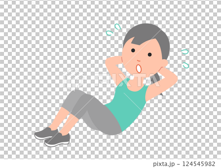 Young woman doing abdominal exercises to get in shape 124545982