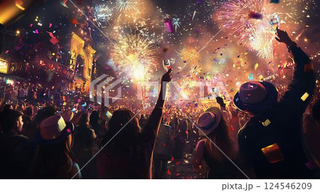 新年のカウントダウンイベントで祝う人々 新年のカウントダウンイベントで祝う人々 124546209